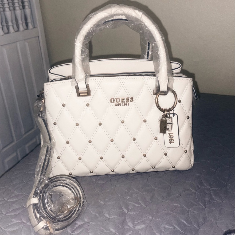 Guess White Quilted Handbag